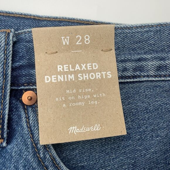 Madewell Denim Shorts Womens Size 28 Relaxed Mid Length Medium Wash Button Jean - Picture 2 of 12